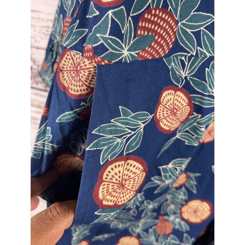 Meyer's Jumpsuit Womens Medium Blue Citrus Floral Print Long Sleeve Pockets Boho - Picture 4 of 12